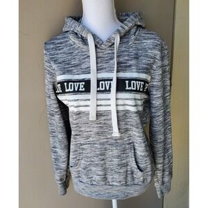Reflex LOVE Hoodie Womens Medium Gray Soft Pullover Sweatshirt Kangaroo Pocket